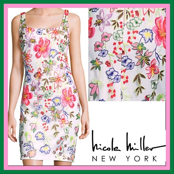 Nicole Miller Dresses & Skirts - Nicole Miller NY Floral Embroidered Sheath Dress